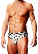 Prowler Leather Pride Open Brief - Xlarge - White/black