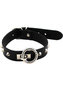 Rouge O Ring Studded Adjustable Leather Collar - Black